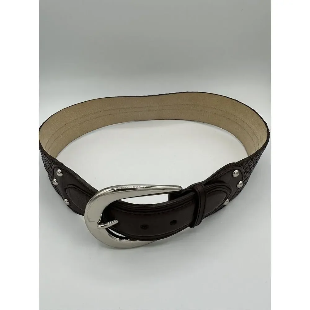 Michael Kors‎ Womens Leather Wide Woven Belt Brown Size Medium 551610
